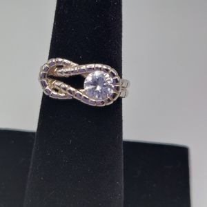 925 Unique Ring w/ Simulated Diamond size 5.75.
